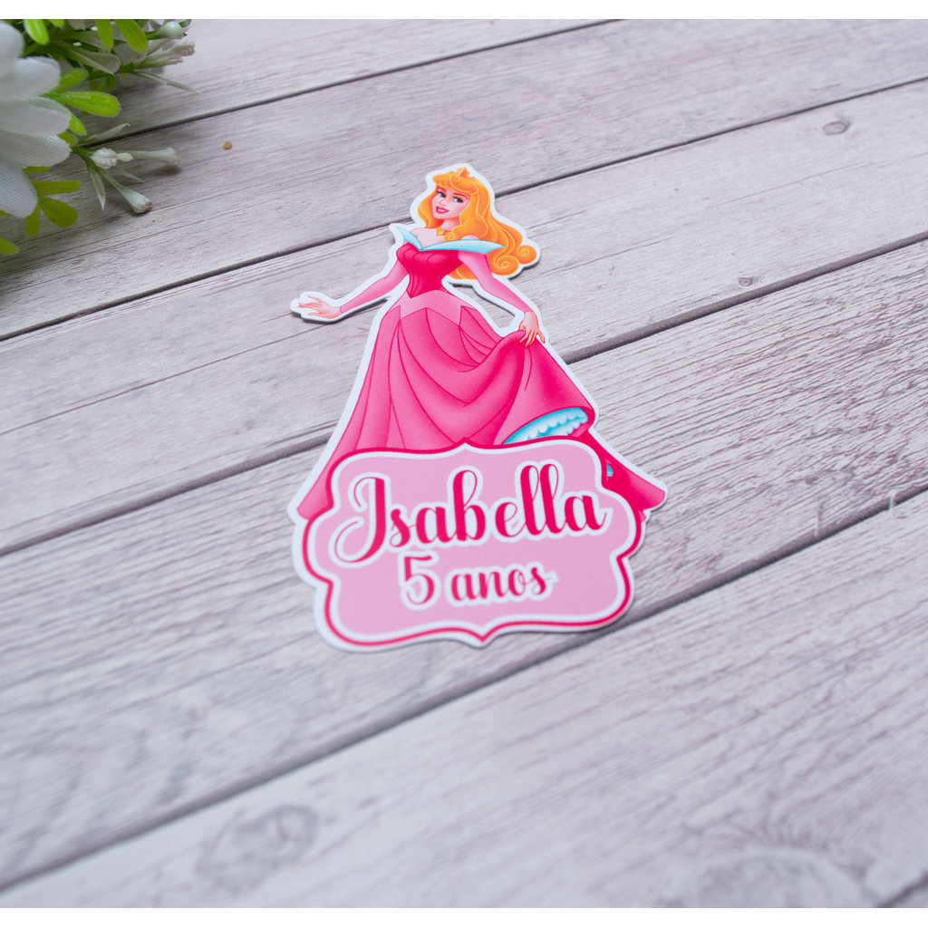 Aplique para Tubete PRINCESA AURORA - Mimo Lembrancinha Personalizada Festa Música Meninas Princesas Bela Adormecida