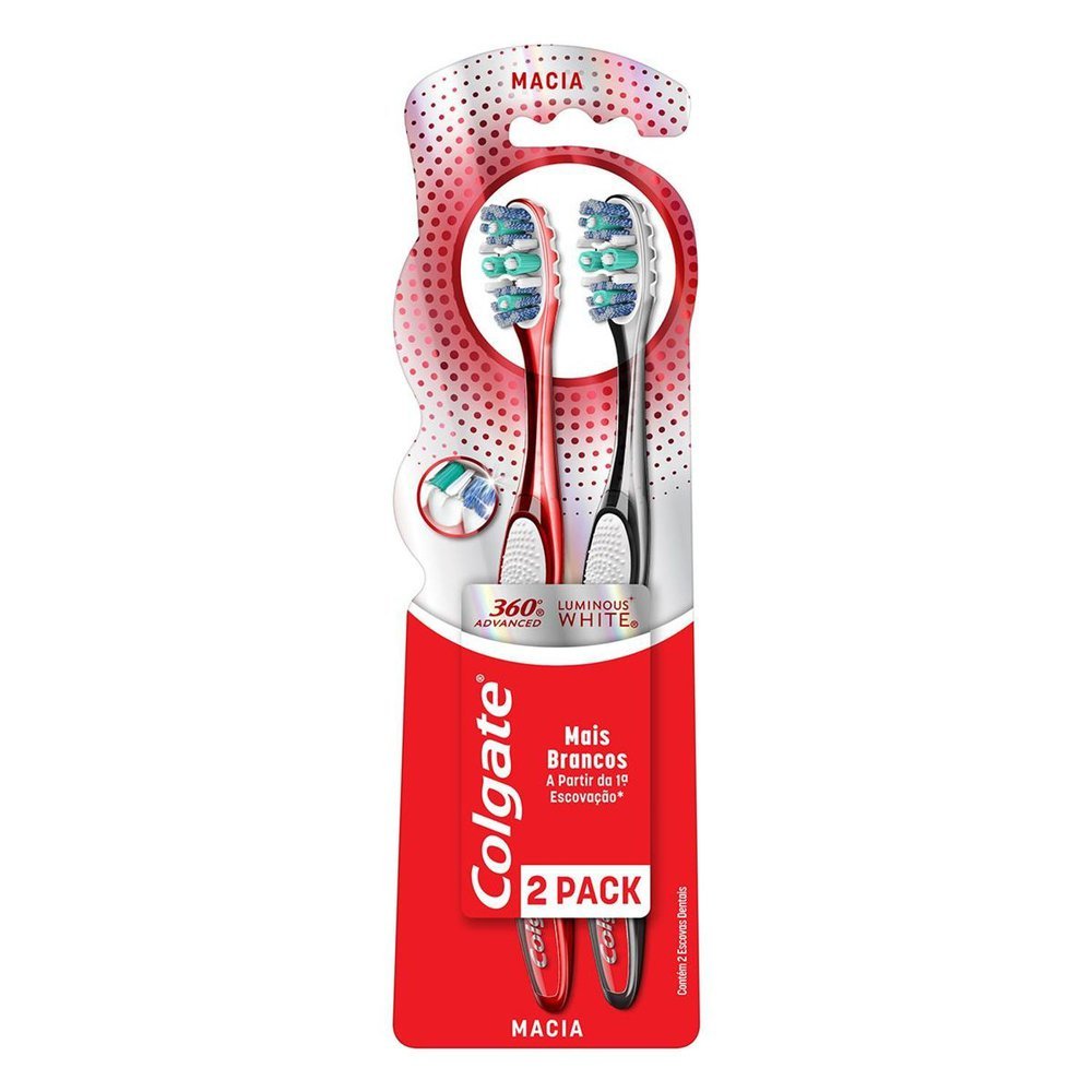 Escova de Dente Colgate 360º Luminous White Advanced 2 Unidades em Oferta na Shopee