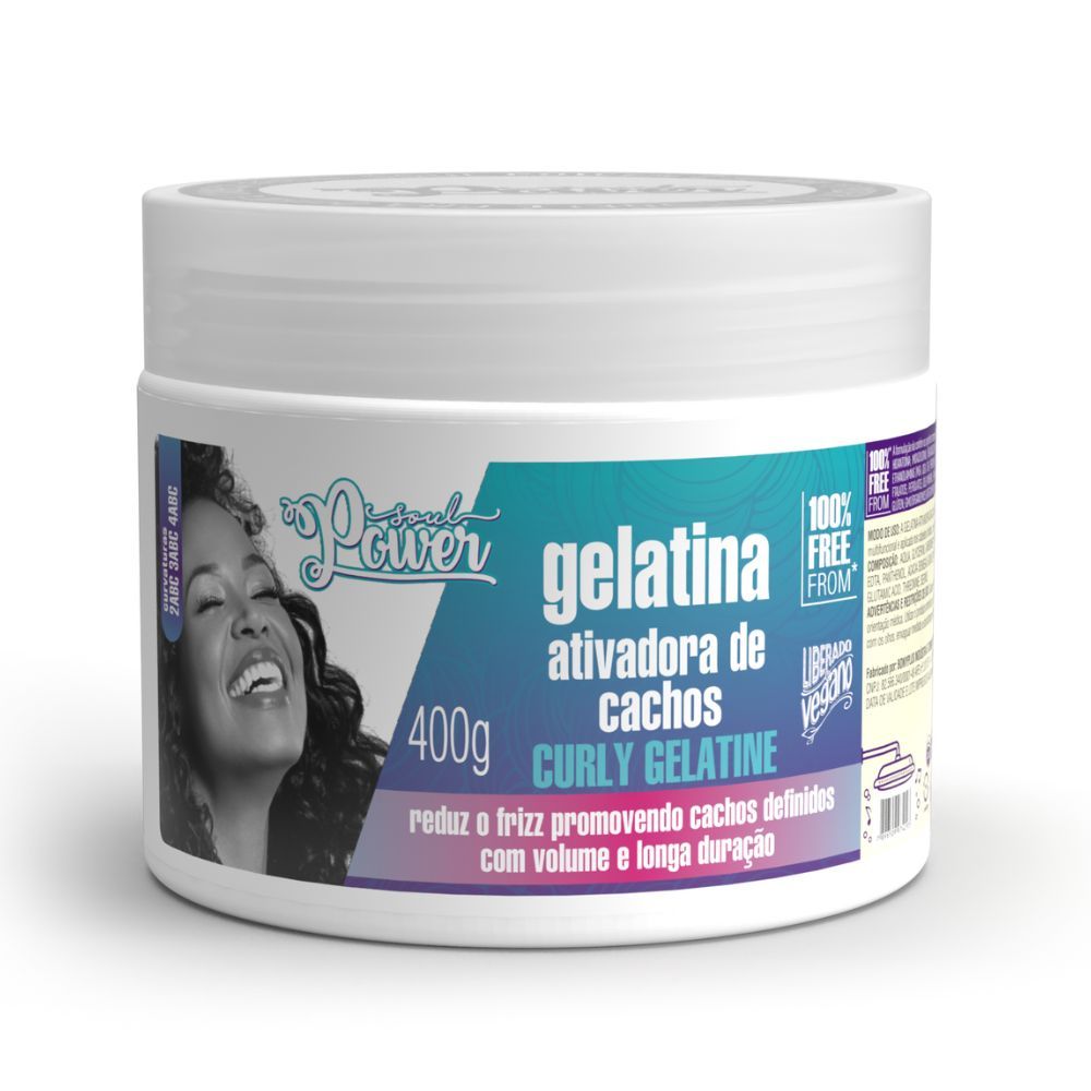 Gelatina Ativadora de Cachos Soul Power Curly Gelatine 400g em Oferta na Shopee