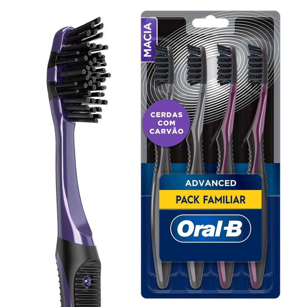 Escova de Dente Oral-B Advanced com Carvão Pack Família com 4 Unidades em Oferta na Shopee
