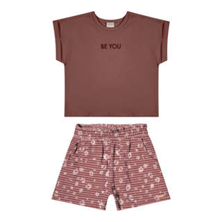 Conjunto Infantil Menina Floral Print Colorittá Marrom em Oferta na Shopee