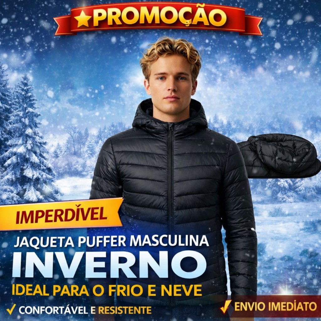 Jaqueta Puffer Masculina Bobojaco Bomber Blusa de Frio Inverno Neve Com Touca Removível em Oferta na Shopee