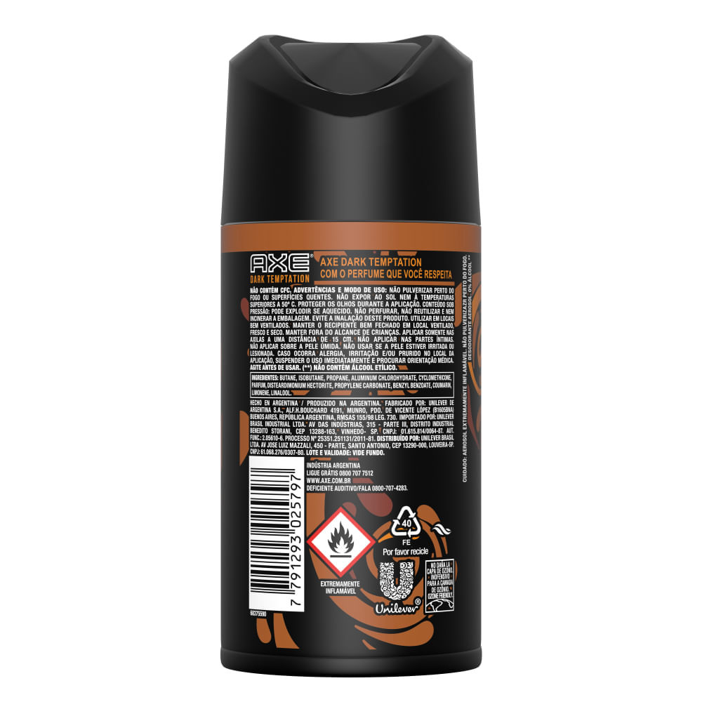 Desodorante Antitranspirante Aerosol Axe Dark Temptation 90g em Oferta na Shopee