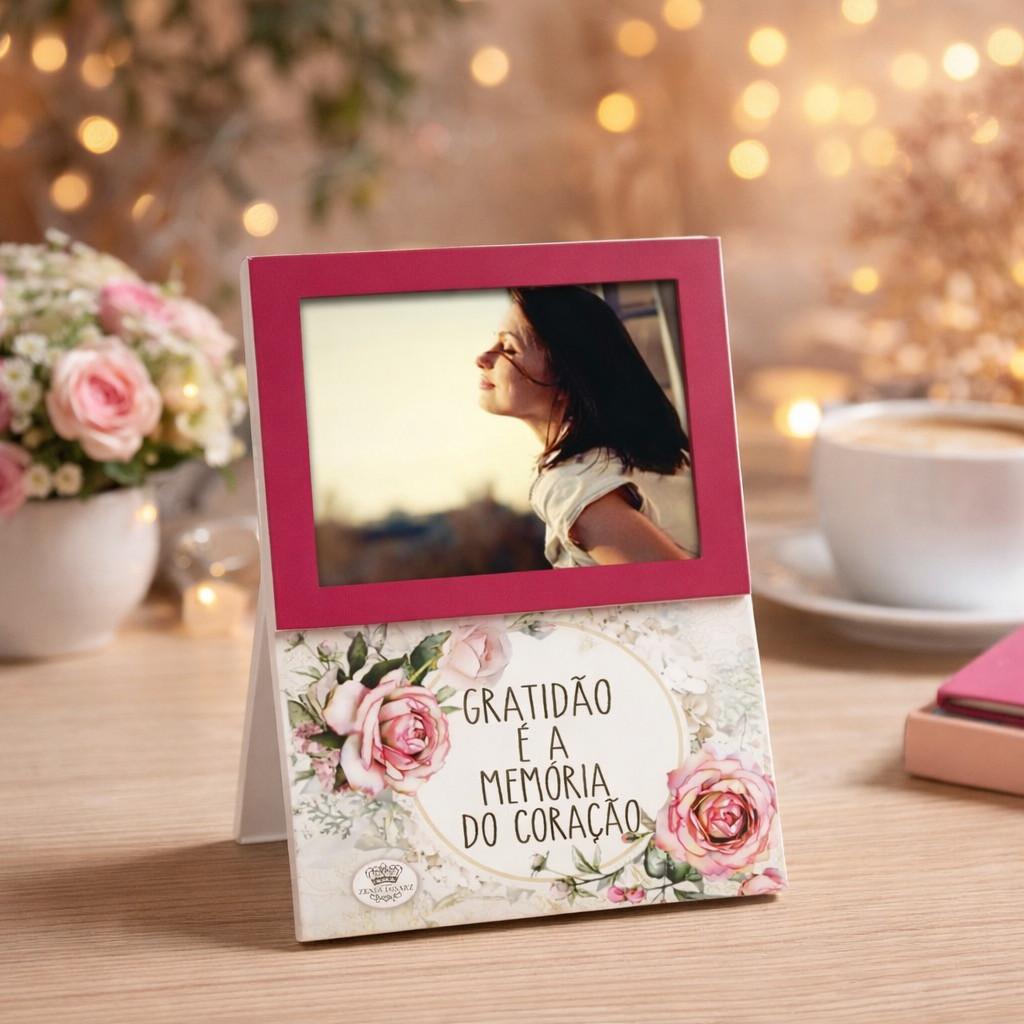 Porta Retrato de Mesa com Pedestal - Gratidão é a Memória do Coração