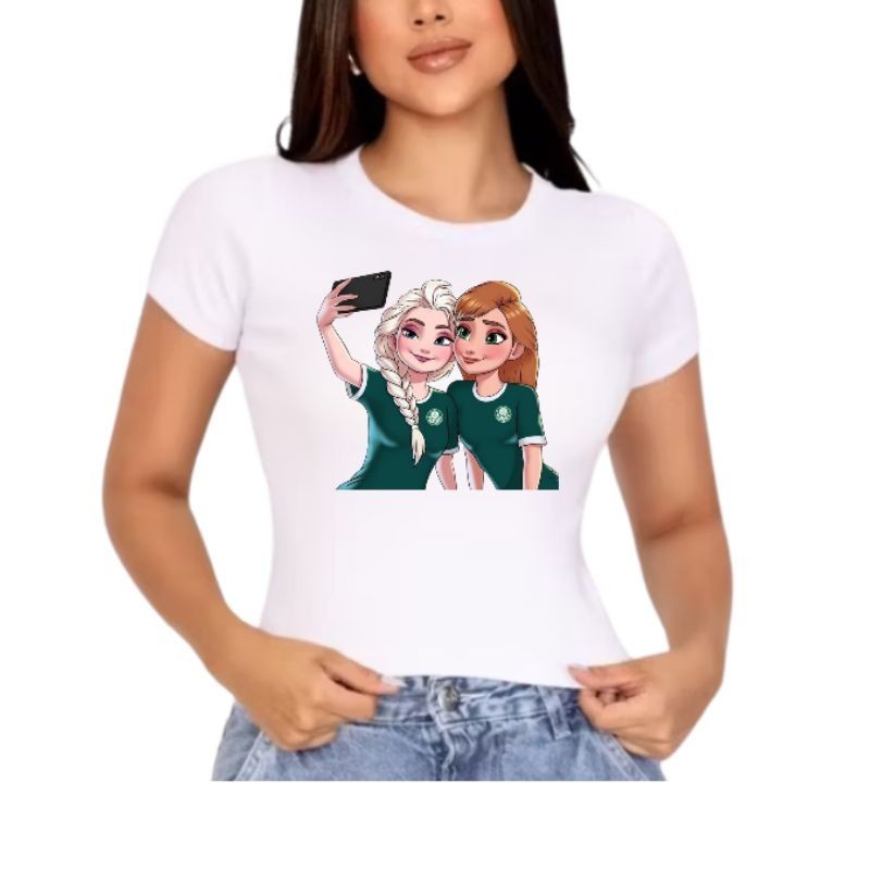 camisa camiseta t-shirt Elza e Ana Frozen torcedora palmeiras time