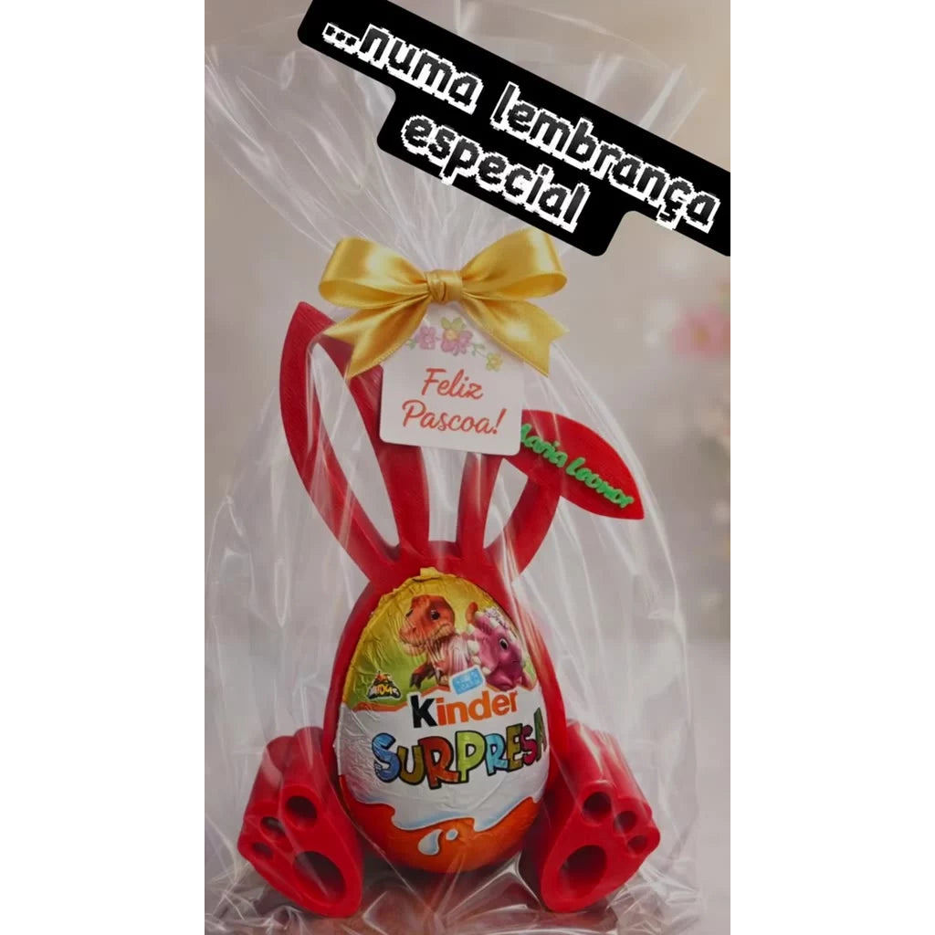 Suporte Coelhinho para Kinder Ovo Personalizado com Nome
