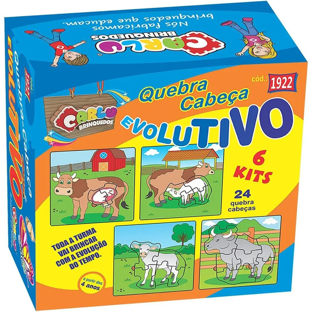Quebra Cabeça Evolutivo Mdf Kit Com 6 Jogos Carlu