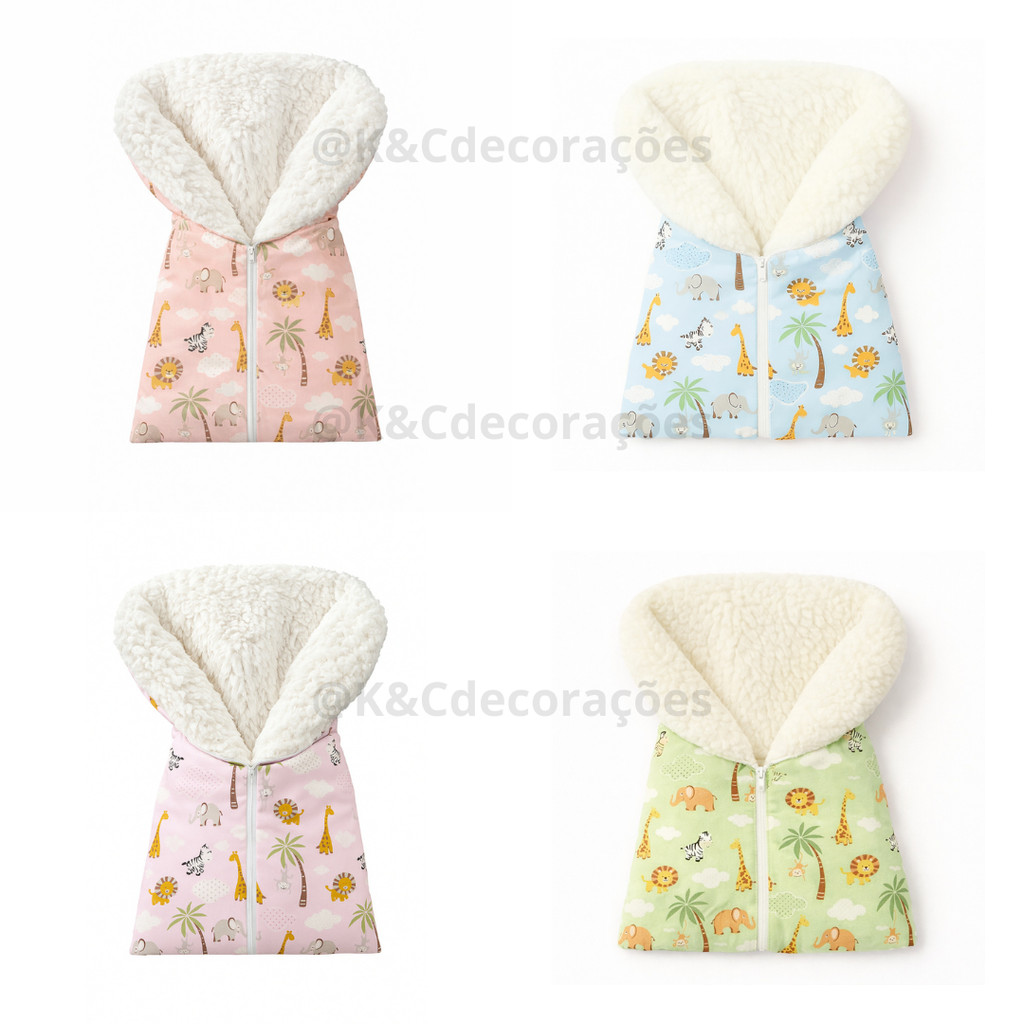 Saco de Bebê Dormir Com Zíper Sherpa Carneirinho e Tricolini Safari e Balão em Oferta na Shopee