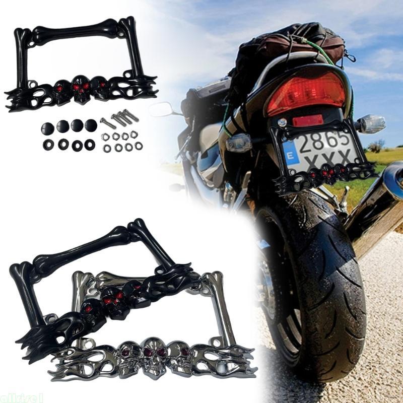 Todos Os 3D Crânio Cabeça Da Motocicleta Placa Licença Número Placas Peça Moto
