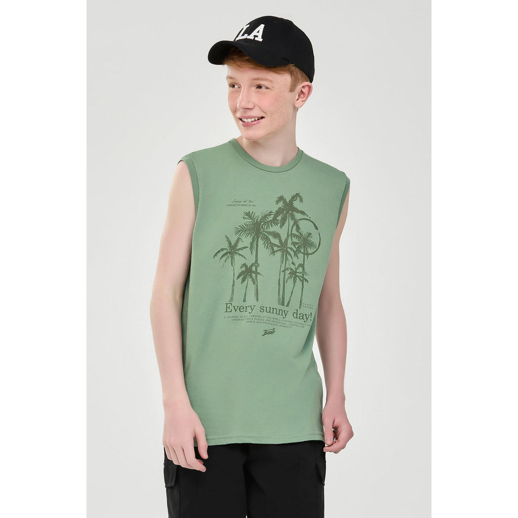 Regata Juvenil Menino Tropical Beats Verde em Oferta na Shopee