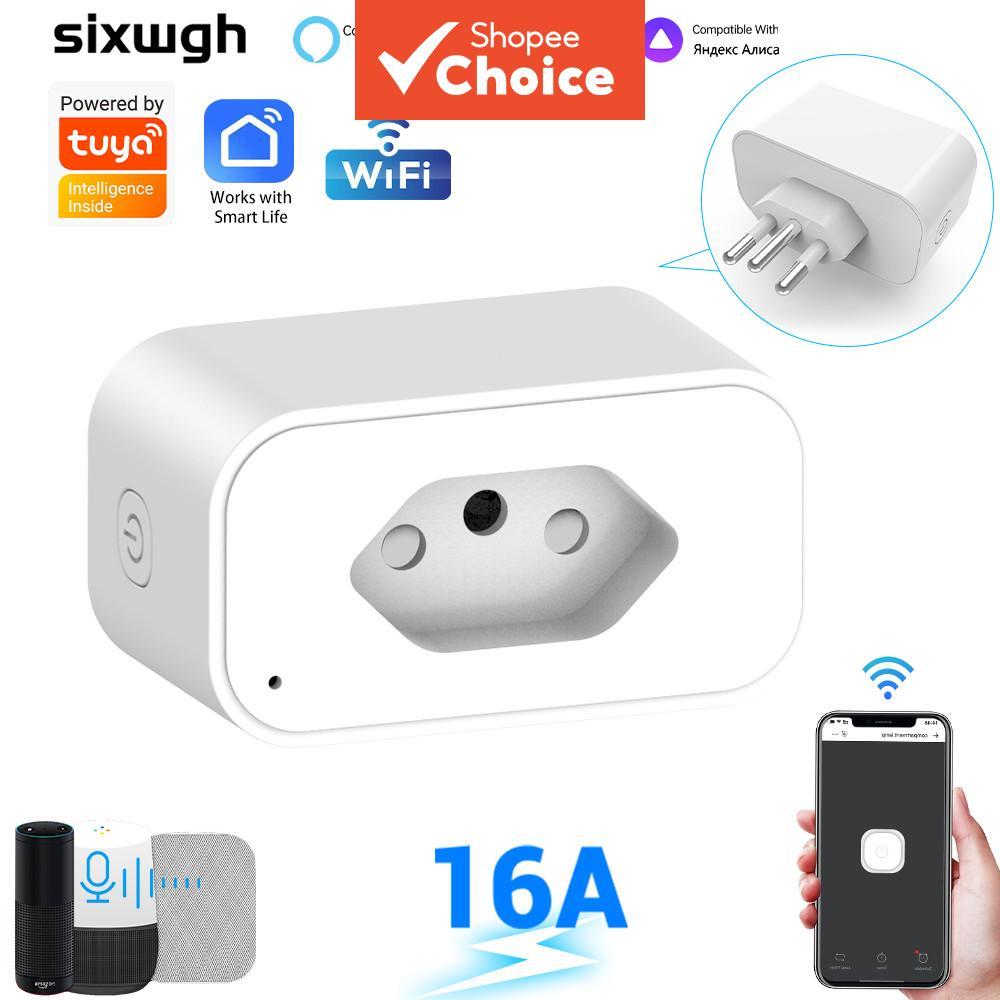 Tomada Inteligente Wi-Fi Para Adaptador Tuya 16A , Suporte Aplicativo Smart Life , Controle De Voz , Plugue De Alimentaç