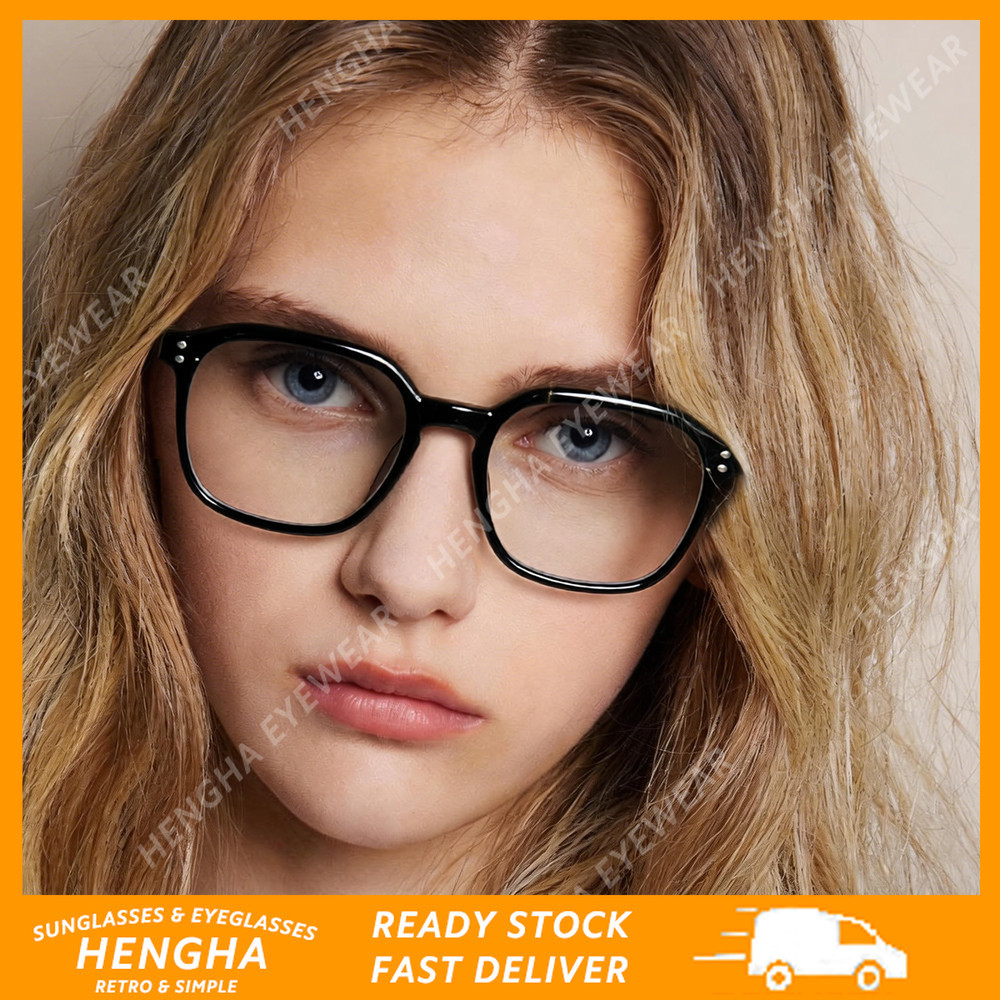 (HENGHA) Óculos De Luz Azul Quadrados Retrô Coreanos-Y2K Minimalista Com Strass , Antifadiga Feminina , Compatível Lente