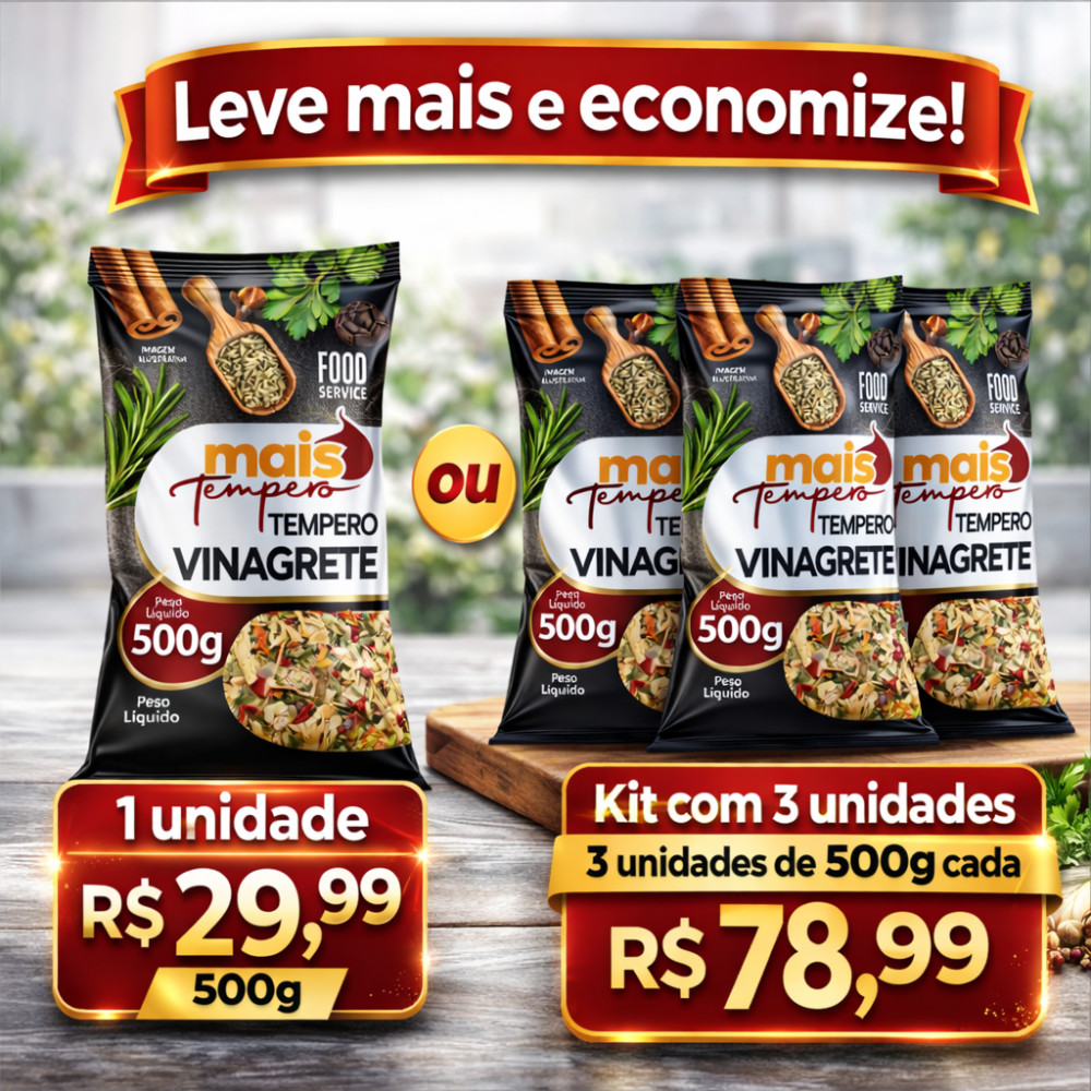 Kit 1,5kg Tempero De Vinagrete Para Churrascos Saladas
