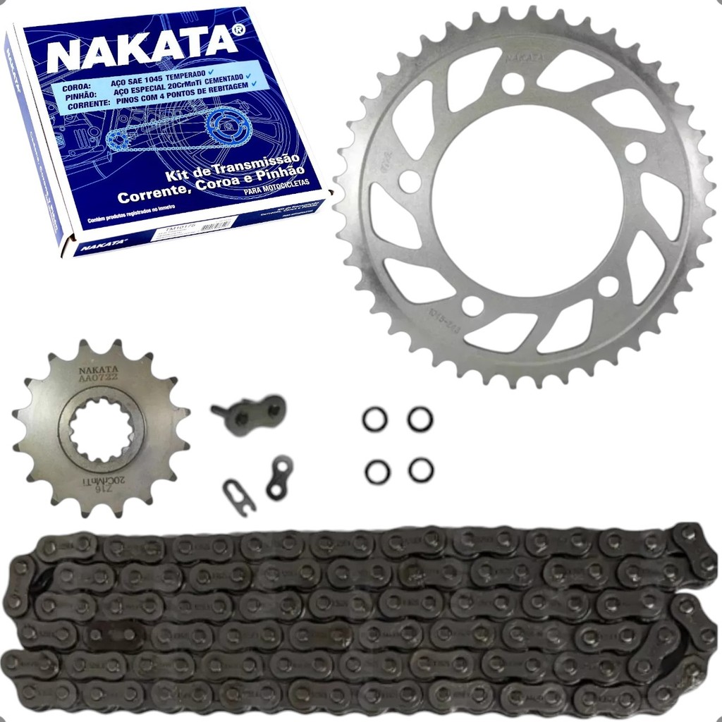 Kit Transmissao Relação Coroa Pinhao Corrente C/ Oring Nakata Honda Hornet CB600F 2008 a 2014