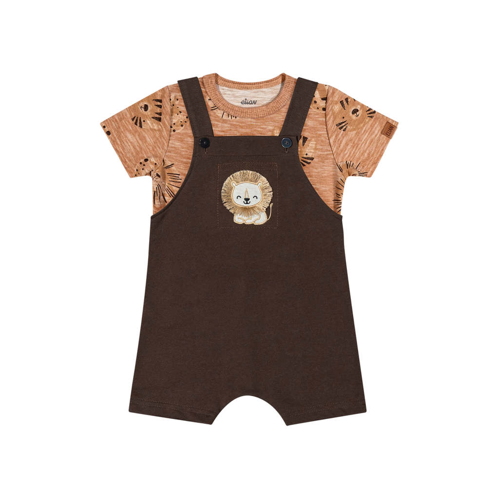 Conjunto Bebê Menino Leão Com Bordado Elian Marrom em Oferta na Shopee
