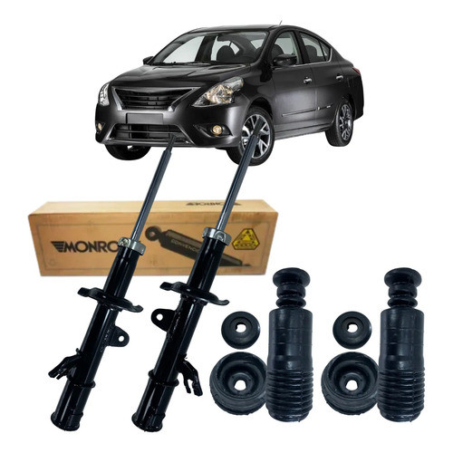 2 Amortecedor Dianteiro + Kit Batente Nissan Versa 1.0 1.6
