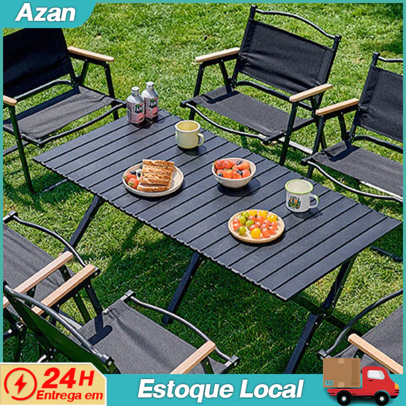Mesa Camping Dobrável Portátil Alumínio Praia Acampamento Camping Churrasco C/ Bolsa De Transporte