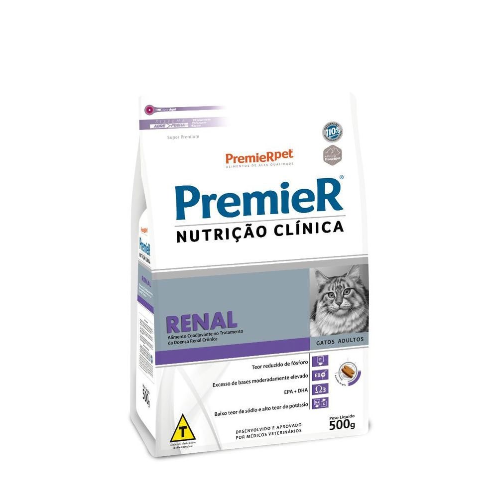 Ração Premier Nutrição Clínica para Gatos Adultos Renal 500gr