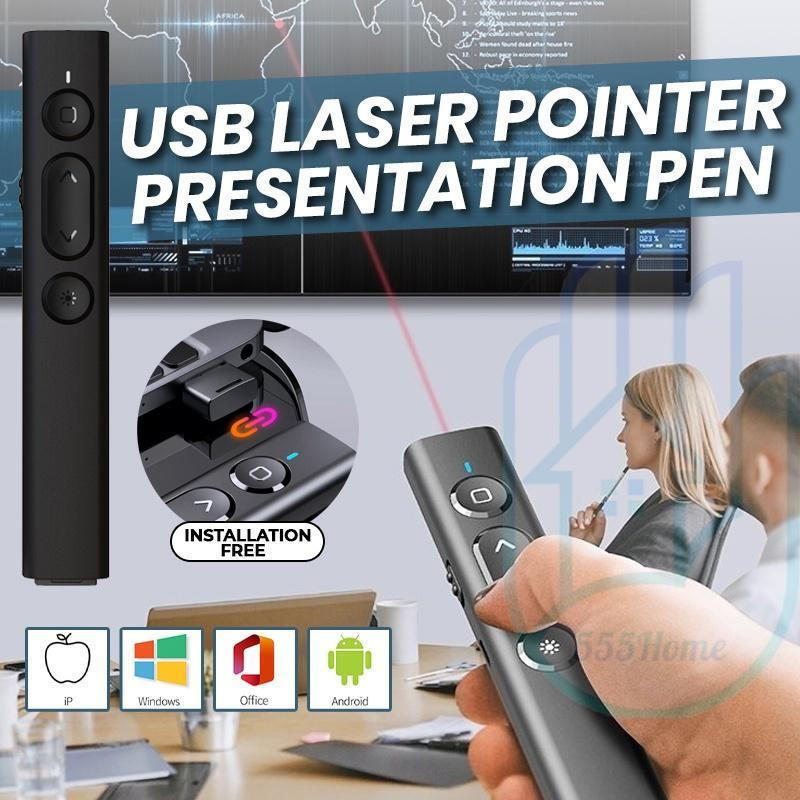 Controle Remoto Sem Fio para Apresentações com Ponteiro Laser |   Controle Remoto para PowerPoint |   Recarregável por U