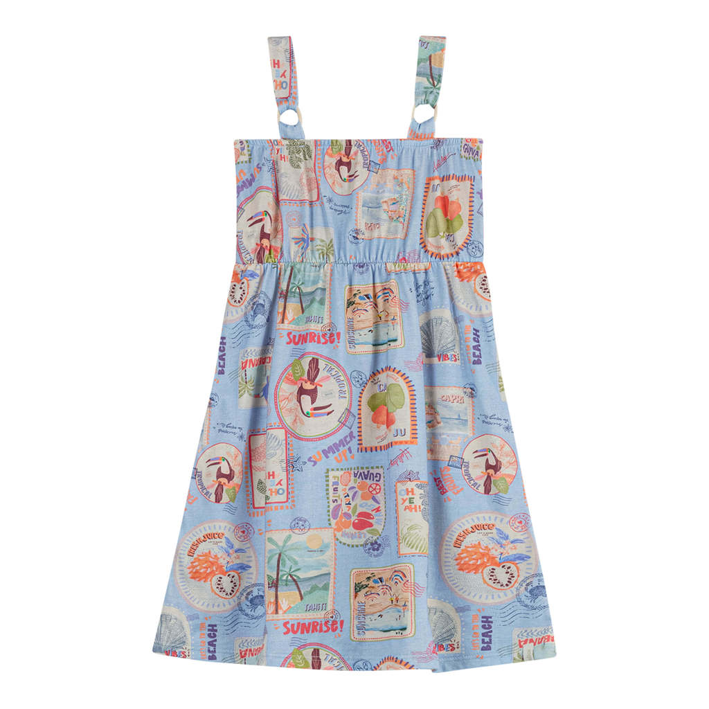 Vestido Infantil Menina Stamp Elian Azul