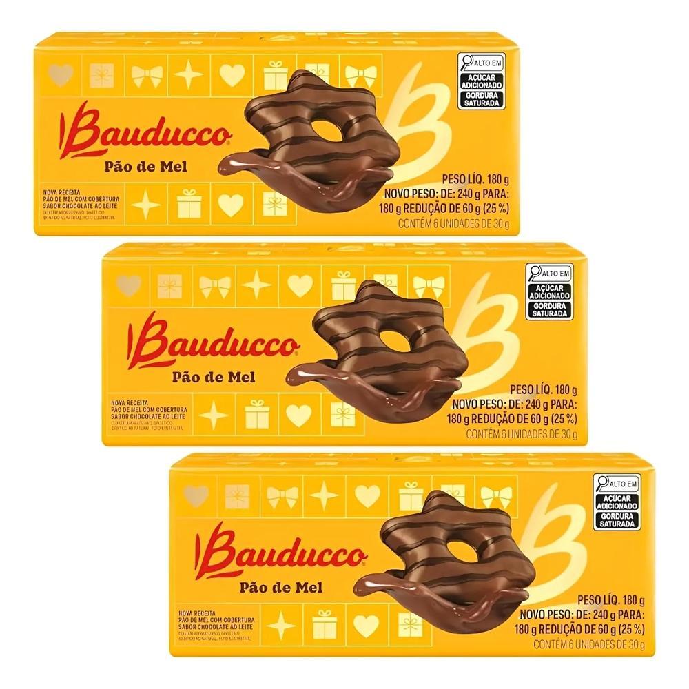 KIT 3 CAIXAS PÃO DE MEL CHOCOLATE BAUDUCCO 180G em Oferta na Shopee