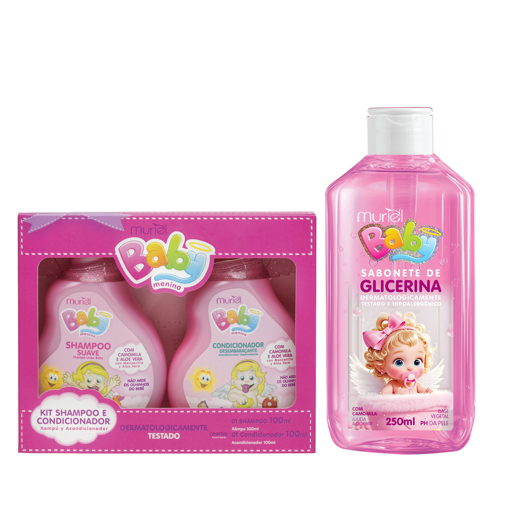 KIT SHAMPOO, CONDICIONADOR BABY E SABONETE GLICERINADO BABY SEM VÁLVULA 250ML