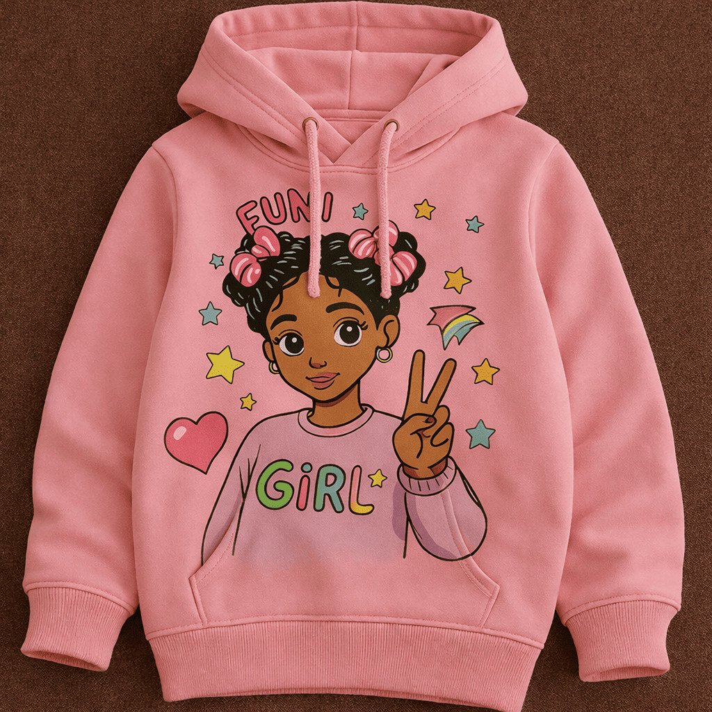 Moletom Infantil Menina Girl Fun Flanelado com Capuz Agasalho de Frio Confortável