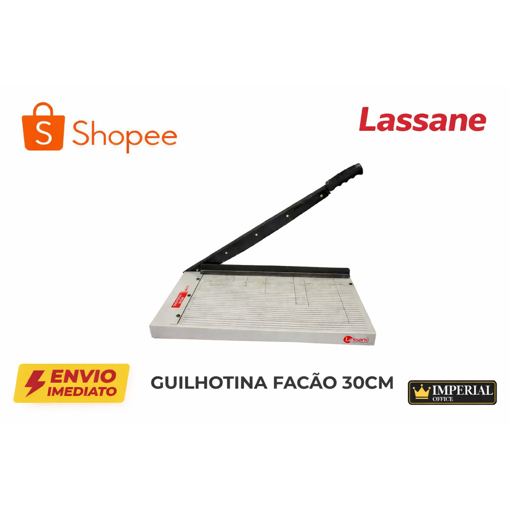 Guilhotina Facão LASSANE 30cm A4 Profissional Corta 15 Folhas Alta Precisão Papel