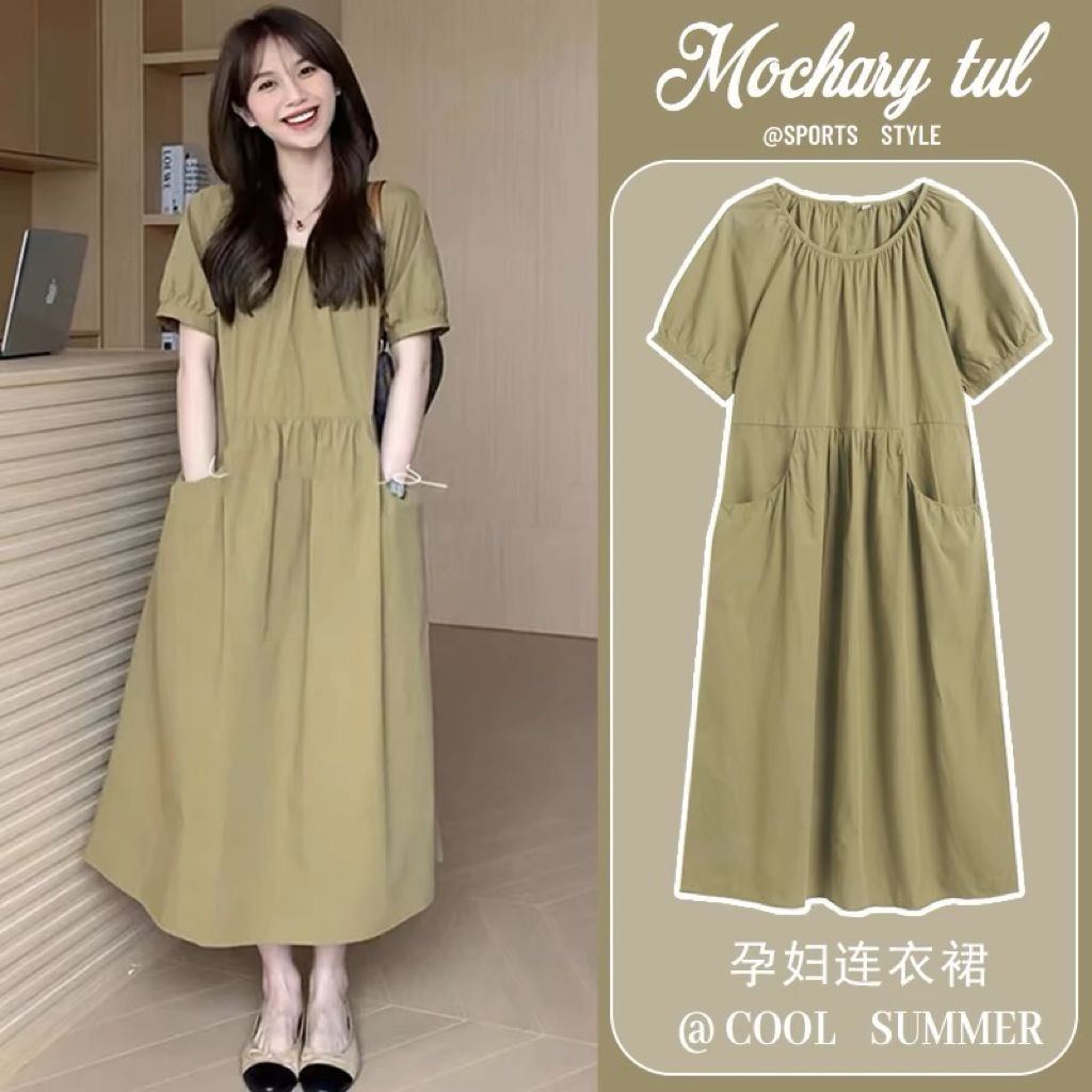 Vestido de maternidade estilo 2026 vestido tamanho grande saia longa pequena mãe grávida moda saia feminina