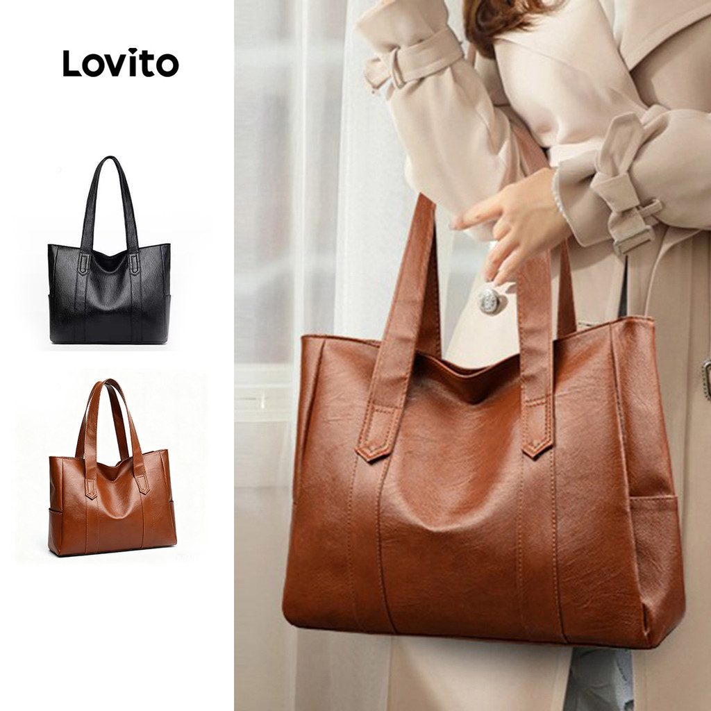 Lovito Bolsa Tote Casual De Ombro Com Grande Capacidade Estilo Retrô Com Vários Bolsos Laterais Para Mulheres LFA90355
