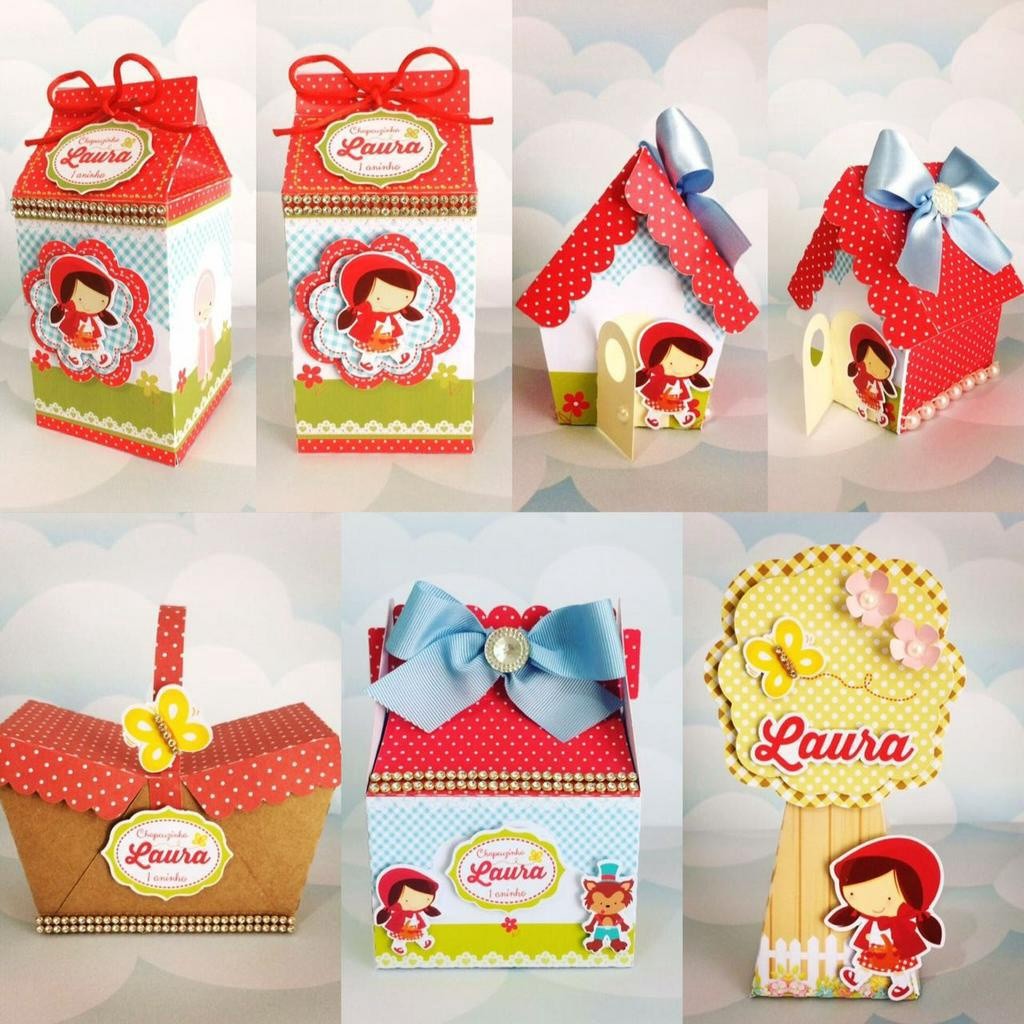Caixinhas personalizadas, milk, cone e sushi, lembrancinhas, decoração Kit de festa aniversário chapeuzinho vermelho