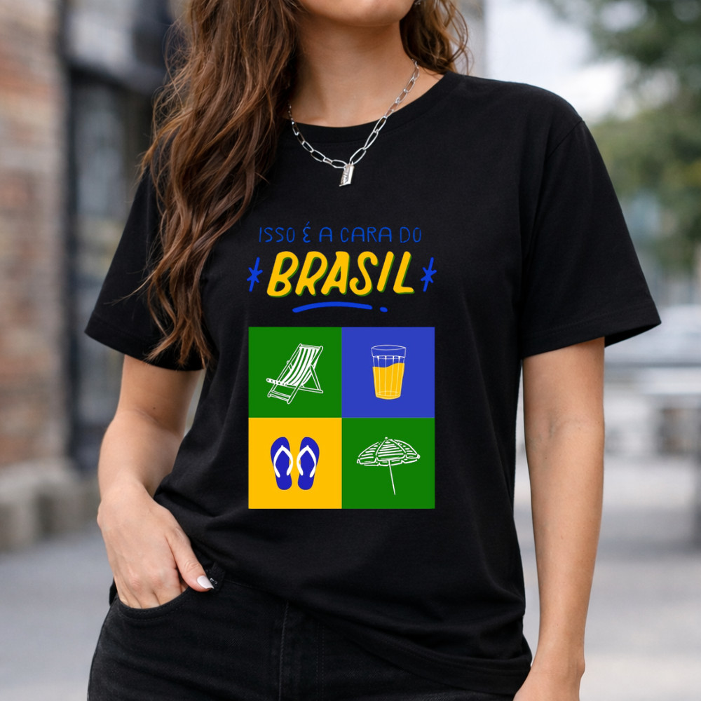 Camiseta Feminina Isso é a Cara do Brasil Colorida Premium Algodao Confortavel Casual Moderna Estilosa