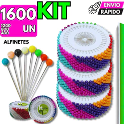 Alfinete Colorido Para Costura Kit 400/800/1200/1600 Artesanato Premium Alfinetes Utilidades