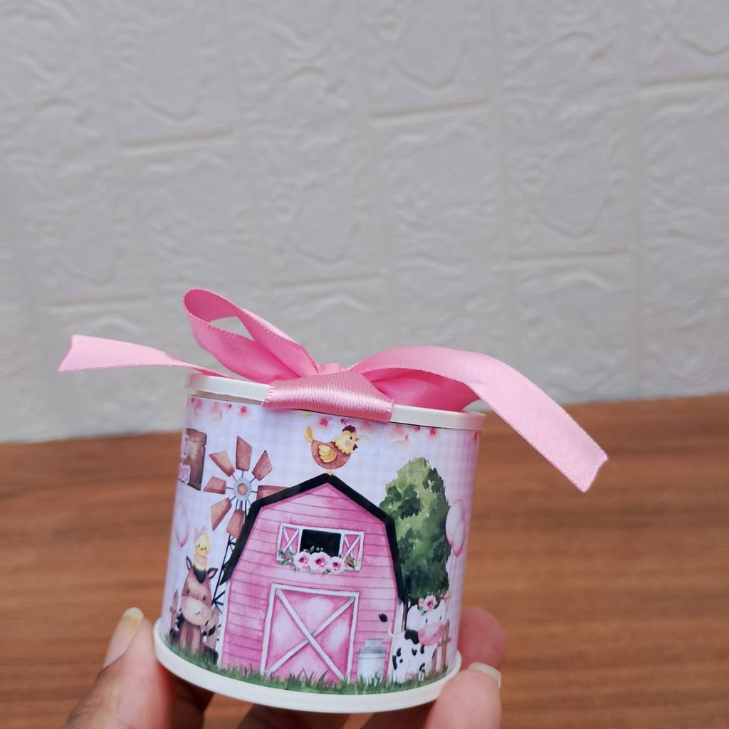 Kit Tubolata Personalizada 5x6 * Lembrancinhas FAZENDINHA ROSA -Chá de Bebe - Aniversário - Maternidade - Comemorações