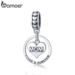 Bamoer Charme Dia Das Mães Alfabeto Rosas Pingente DIY Pulseira Acessórios Para Presentes Femininos