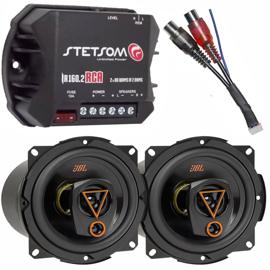 Kit Módulo Amplificador Módulo Stetsom IR160.2 + Par Alto Falantes 5  pol JBL Triaxial 5TRMS80 160W