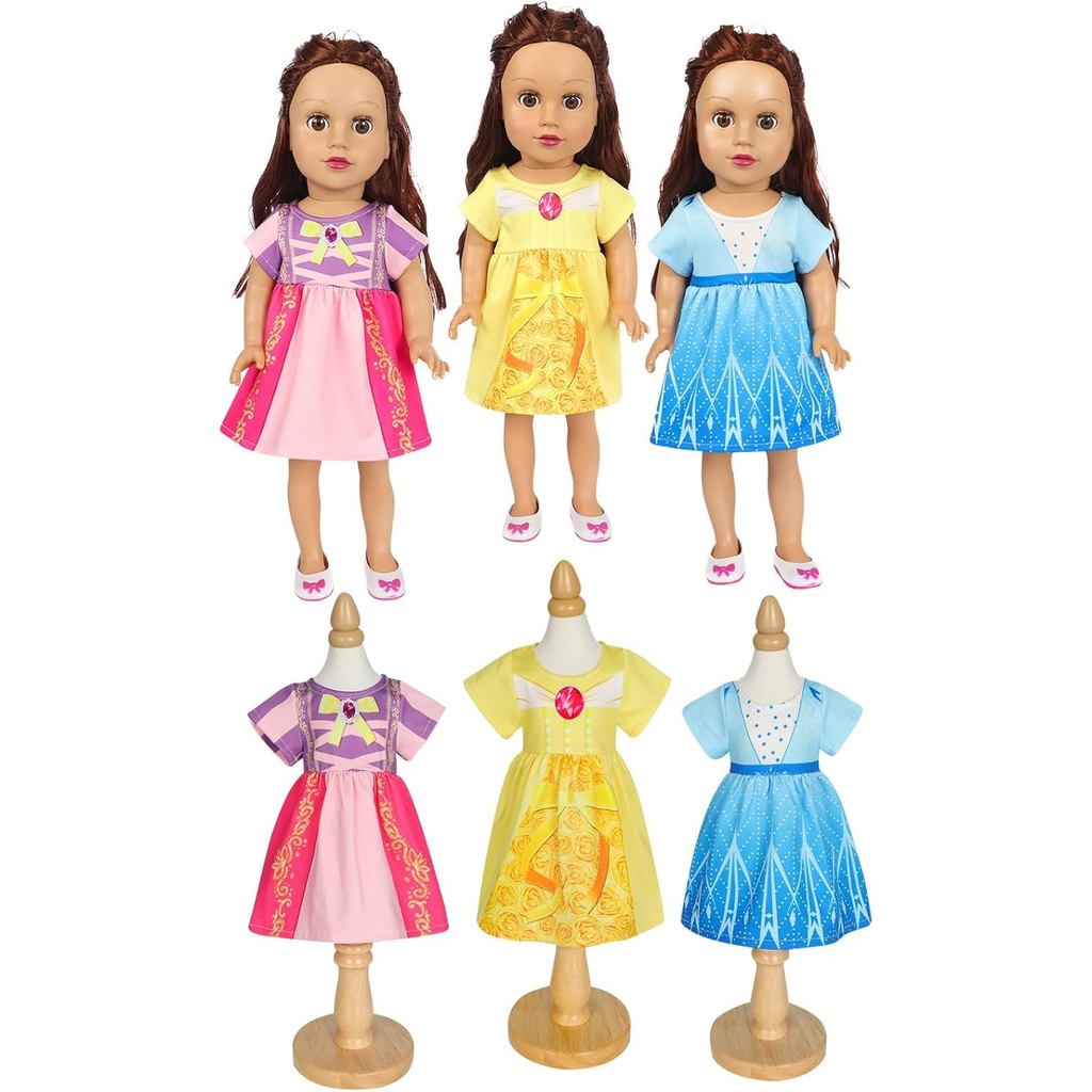 Benylion Acessórios para Roupas de Boneca de 18 Polegadas, Vestido de Princesa para Boneca de 18 Polegadas, Inclui 3 Ves