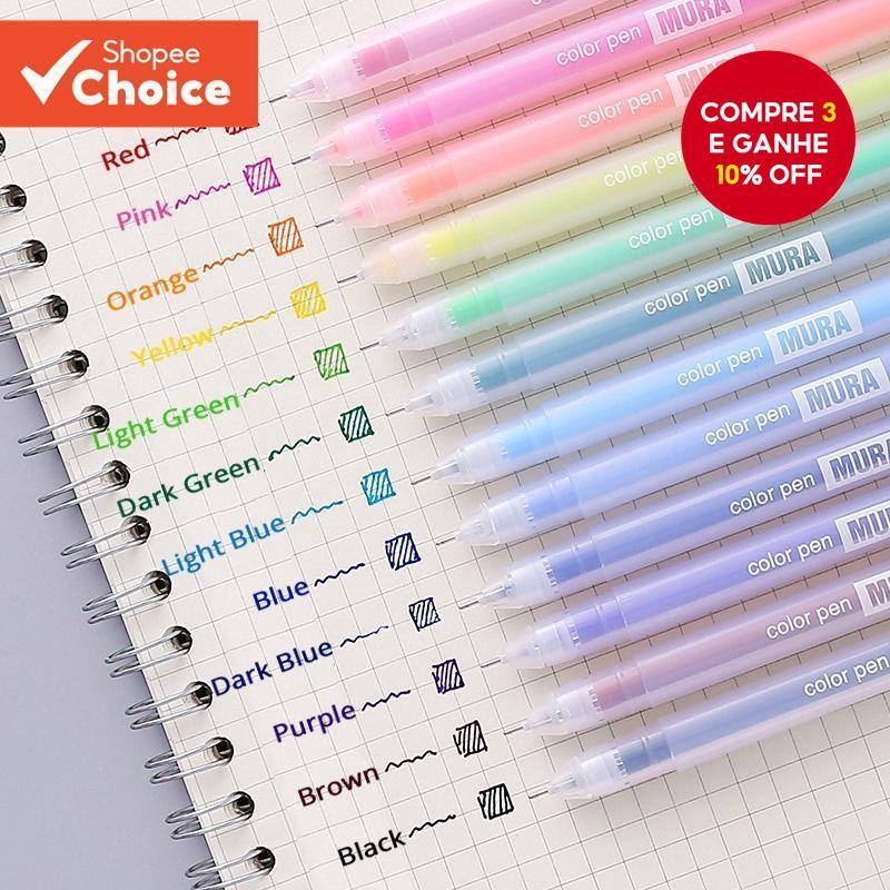 Conjunto De Canetas De Gel Coloridas De 12 Unidades-Esferográficas Kawaii Para Uso Escolar , Diário E Papelaria em Oferta na Shopee