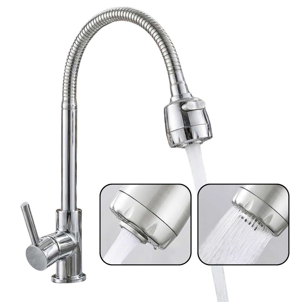 Torneira Gourmet Cozinha Bancada Mesa Pia Cano Inox Flexível Jato dAgua 360°