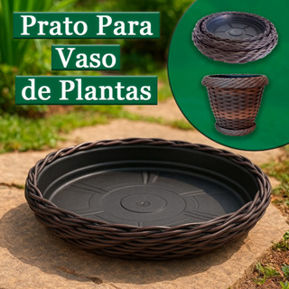 Prato Para Vaso Redondo 19 A 26 Litros Revestido Em Junco em Oferta na Shopee