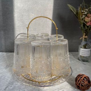 Porta Copos Para 6 Copos Cozinha Mesa Cor Dourado em Oferta na Shopee