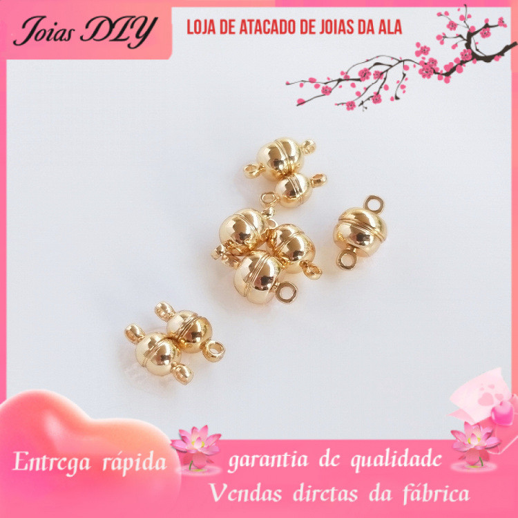 Fivela Magnética de Retenção de Cor Banhada a Ouro 14K Fivela Magnética de Hambúrguer Pulseira Colar Fivela Magnética Fo em Oferta na Shopee