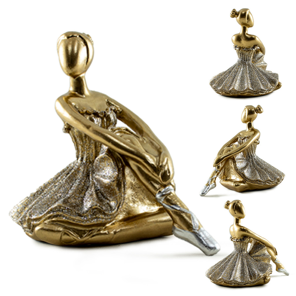 Estátua Bailarina Dançarina Balé Para Decoração Enfeite Sala Quarto Casa Escultura De Resina Dourada Brilhante Pequena em Oferta na Shopee
