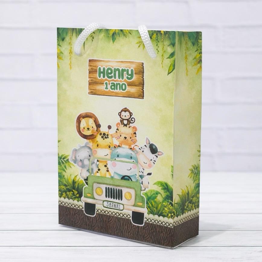 Sacolinha Safari Baby | Personalizada Com Nome | Mimos Festa Aniversário Lembrancinhas Personalizados Sacola de Doces