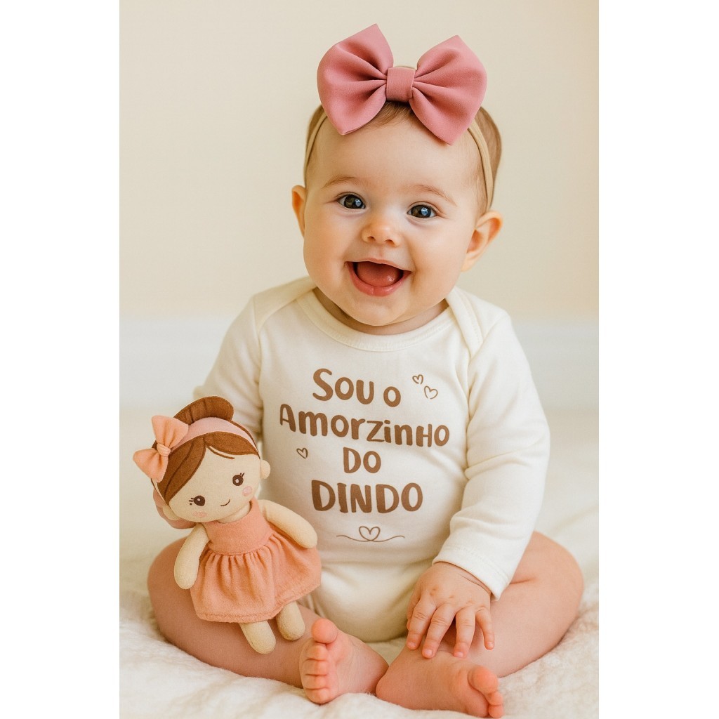 Body Bebê Unissex Suedine Frases Dindo