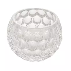 Porta Velas de Cristal Bolhas 11cm x 9cm Lyor para Decoração Mesa Aparador Sala Quarto Lavabo Ambiente Aconchegante Casa
