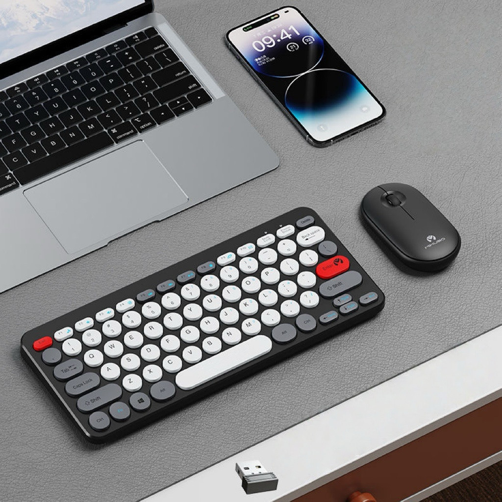 Conjunto de teclado e mouse sem fio 2.4G portátil, combinação de teclado e mouse sem fio ultrafino