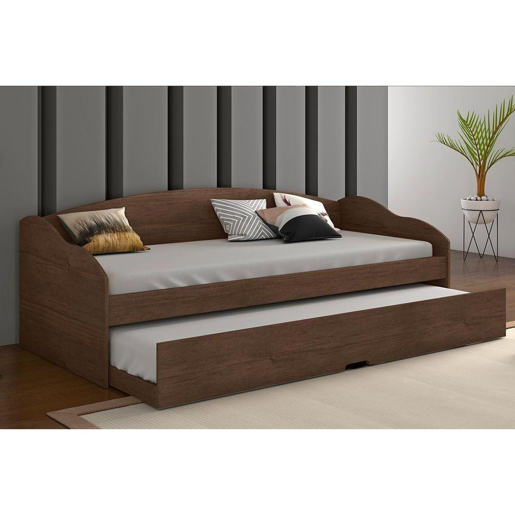Sofá Cama Solteiro Funny III c/ Auxiliar Cacau - Conquista em Oferta na Shopee