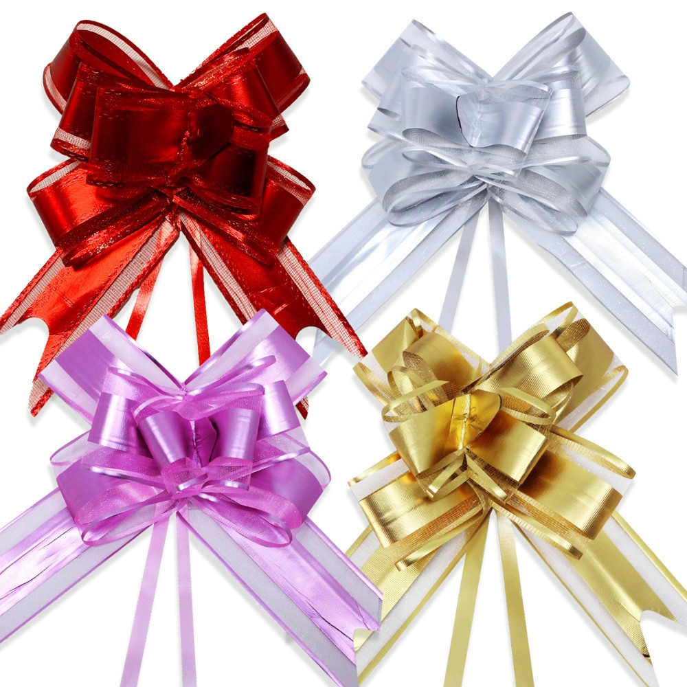 Laço de Organza com Filete Dourado 30mm x 47cm Pacote com 10 Unidades Premium