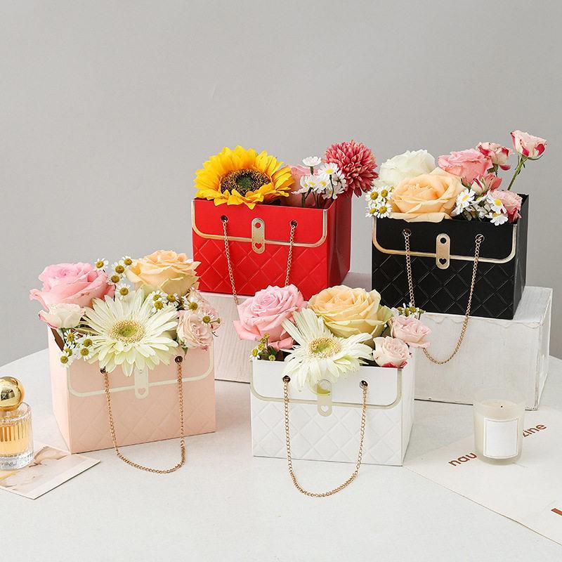 Decorador Caixa De Flores Do Dia Dos Namorados Com Alça Moda Retangular Saco De Presente Cesta Portátil Novo